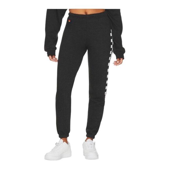 Aviator Natiom Womens Black/White Checkered Leg Sweatpants/ Joggers | PRELOVED - Picture 2 of 16